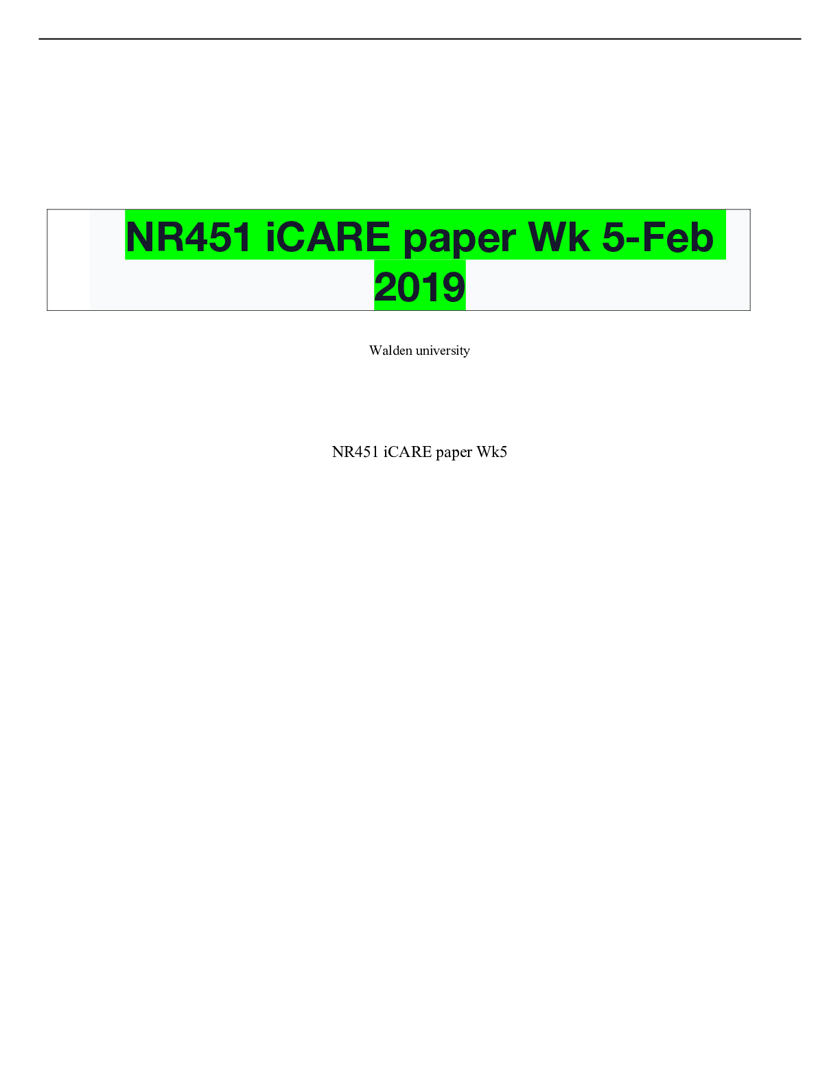 Preview of NR451 iCARE paper Wk 5-Feb 2019